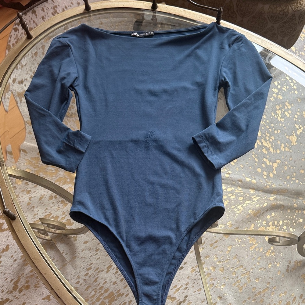 Zara Blue 3/4 Sleeve Bodysuit